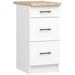 P&otilde;randale paigaldatav k&ouml;&ouml;gikapp OLIWIA S40 SZ3, 3 sahtlit koos t&ouml;&ouml;pinnaga, valge, 40 &times; 85 &times; 46 cm