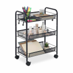 Serveерimisk&auml;ru Relaxdays, 3 riiulit, Must, 44,5 &times; 63 &times; 26 cm