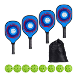 Pickleballi reketikomplekt Relaxdays, 4 reketit ja 8 palli, 19,5 &times; 39 &times; 3,5 cm