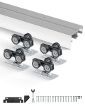 Alumiiniumisulamist 5 jala pikkune vastupidav l&uuml;kandukse riistvarakomplekt, 2-ukselisele s&uuml;steemile, ukse paksus 1 3/8"-1 3/4"