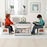 Laste laua ja toolide komplekt, 1 laud ja 2 tooli, 61,5 &times; 61,5 &times; 48 cm