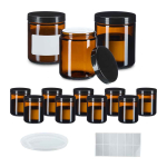 Kosmeetikapurgid Relaxdays, 12 tk, 50 ml, pruun/must, 9 &times; 7 &times; 7 cm