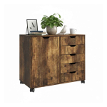 Kontorikonteiner Relaxdays 10052412_8208, 5 sahtlit, 2 lahtrit, Pruun, 78 &times; 65 &times; 40 cm