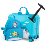 Laste kohver ja seljakott, sinist v&auml;rvi