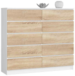 Kummut K140, 10 sahtliga, valge/tamme, 138 &times; 121 &times; 40 cm