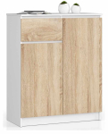 Kummut K80, 2 ust ja 1 sahtel, valge/pruun, 80 &times; 99 &times; 40 cm