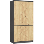 Riidekapp AKORD S90, 4 uksega, hall/pruun, 90 &times; 180 &times; 51 cm