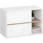 Riputatav vannitoakapp valamu alla VAMI W90, 2 sahtlit, valge tamme v&auml;rvi, 90 &times; 60 &times; 45,5 cm