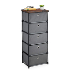 Kummut Relaxdays, 5 sahtlit, Hall/pruun/must, 43 &times; 105 &times; 33 cm