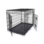 Metallist kahe uksega koerapuur 91 x 64 x 58 cm XL-suuruses, must