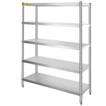 Roostevabast terasest k&ouml;&ouml;giriiul, 48x18,5 tolli, 5 riiulit, reguleeritavad jalad