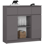 Kummut K100, 2 ust ja 3 sahtlit, hall, 101 &times; 98 &times; 35 cm