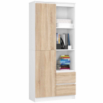 Kontoririiul CLP R11 PK, 1 uks, 2 sahtlit, 7 riiulit, valge/tamm, 80 &times; 180 &times; 35 cm