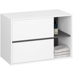 Riputatav vannitoakapp VAMI W90, 2 sahtlit ja 2 riiulit, valge ja hall, 90 &times; 60 &times; 45,5 cm