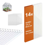 Mitmekihilised pol&uuml;karbonaatplaadid Relaxdays, 14 tk, 4 mm, 60,5 &times; 121 cm