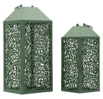 Laternad Carving, 2 tk, Rohelised, 17,8 &times; 44 &times; 17,8 cm; 13,8 &times; 34 &times; 13,8 cm