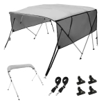 Paadi bimini katus, 4 kaarega, 600D pol&uuml;ester, helehall, 2,4 m x 157 cm x 235-271 cm