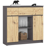 Kummut AKORD K100, 2 ust ja 3 sahtlit, hall/pruun, 101 &times; 98 &times; 35 cm