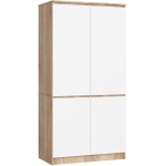 Riidekapp S90, 4 ust ja 4 riiulit, pruun/valge, 90 &times; 180 &times; 51 cm