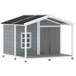 Koerakuut, terrassiga, Hall/valge/must, 103 &times; 83,5 &times; 107 cm