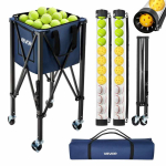 Tennise- ja pickleball'i pallikorv VEVOR JQ-LV150S, 2-in-1, 150 tennisepalli v&otilde;i 260 pickleball'i palli, Must, 95,5 &times; 23,5 &times; 26,5 cm