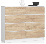 Kummut K120, 8 sahtlit, valge ja pruun, 120 &times; 99 &times; 40 cm