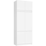 Riidekapp S90, 6 ust ja 6 riiulit koos &uuml;laosaga, valge, 90 &times; 235 &times; 51 cm