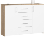 Kummut K45, 4 sahtlit, valge/pruun, 110 &times; 80 &times; 35 cm
