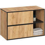 Riputatav vannitoakapp VAMI W90, 2 sahtlit, 2 avatud riiulit, pruuni/musta v&auml;rvi, 90 &times; 60 &times; 45,5 cm
