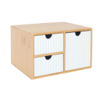 Hoiukarp Relaxdays 10051360_49, 3 sahtlit, Valge/pruun, 25 &times; 15 &times; 20 cm