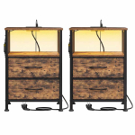 &Ouml;&ouml;kapp SONGMICS, 2 sahtlit ja avatud lahter, Pruun, 39,6 &times; 60,4 &times; 30 cm