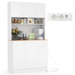 Daiktadėžės spintelė su 1 lizdu, 1 USB prievadu, 3 reguliuojamomis lentynomis, 100&times;40&times;181 cm, balta