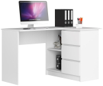 Nurgaga kirjutuslaud AKORD B16 CLP, parempoolne, 3 sahtlit, valge, 124 &times; 77 &times; 85 cm