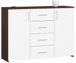 Kummut K45, 4 sahtlit ja 2 ust, pruuni-valge, 110 &times; 80 &times; 35 cm