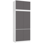 Riidekapp AkordV2 S90, 6 ust, valge/halli, 90 &times; 235 &times; 51 cm