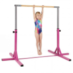 Vaiki&scaron;kas gimnastikos strypas su 12 auk&scaron;čio reguliavimo galimybių 85&ndash;145 cm, rožinis