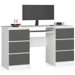 Arvutilaud A-11, 6 sahtlit, valge/hall, 135 &times; 77 &times; 50 cm