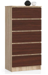 Kummut K60, 5 sahtlit, pruun/kirju, 60 &times; 121 &times; 40 cm