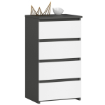 Kummut CL4/40, 4 sahtlit, hall/valge, 40 &times; 74 &times; 35 cm