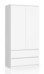 Riidekapp AKORD S90, 2 ust, 2 sahtlit, valge, 90 &times; 180 &times; 51 cm