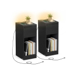 &Ouml;&ouml;kapp VASAGLE, 1 sahtel, LED, USB-A ja USB-C, Must, 25 &times; 59,5 &times; 30 cm
