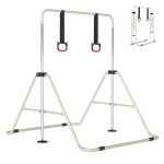 Reguliuojamo auk&scaron;čio gimnastikos skersinis vaikams, 93-132 cm, metalinis rėmas, smėlio spalvos