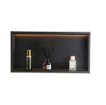 S&uuml;vistatud seina du&scaron;inurk LED-ribaga, 33x63,5x10,2 cm, roostevaba teras, must