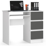 Arvutilaud A-6, parempoolne, 3 sahtlit, valge/hall, 90 &times; 77 &times; 50 cm