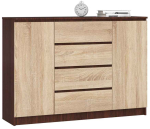 Kummut K140, 2 ust, 4 sahtlit, pruun/tamme, 138 &times; 99 &times; 40 cm