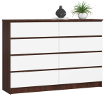 Kummut K140, 8 sahtlit, pruun/valge, 138 &times; 99 &times; 40 cm