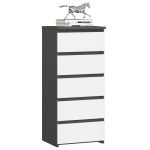 Kummut CL5, 5 sahtlit, hall-valge, 40 &times; 92 &times; 35 cm