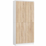 Kontoririiul R80 CLP, 2 ust ja 8 riiulit, valge/tammev&auml;rvi, 80 &times; 180 &times; 35 cm