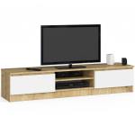 TV-alus CLP, 2 ust, 4 riiulit, tammepuidu/valge, 160 &times; 33 &times; 40 cm