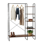 Riidenagi Relaxdays 10052105_1509, 6 liigutatavat konksu, pruun/must, 120 &times; 160 &times; 45 cm